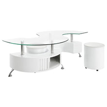 Load image into Gallery viewer, Buckley Curved Glass Top Coffee Table With Stools White High Gloss
