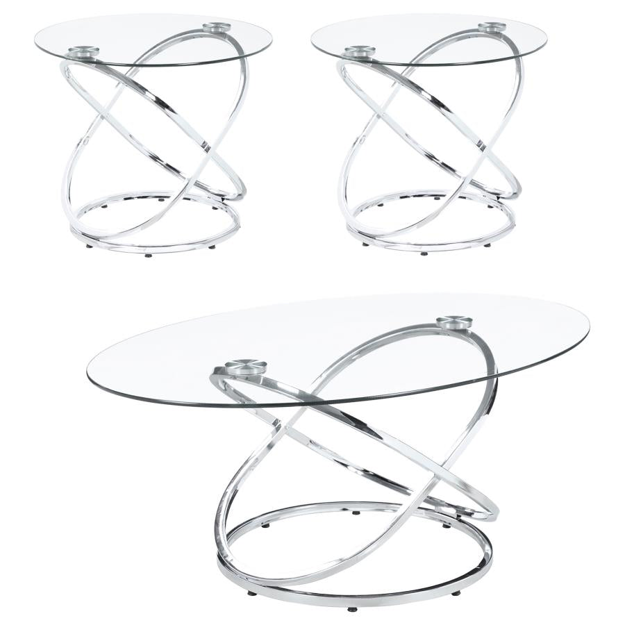 3-piece Occasional Set Chrome and Clear