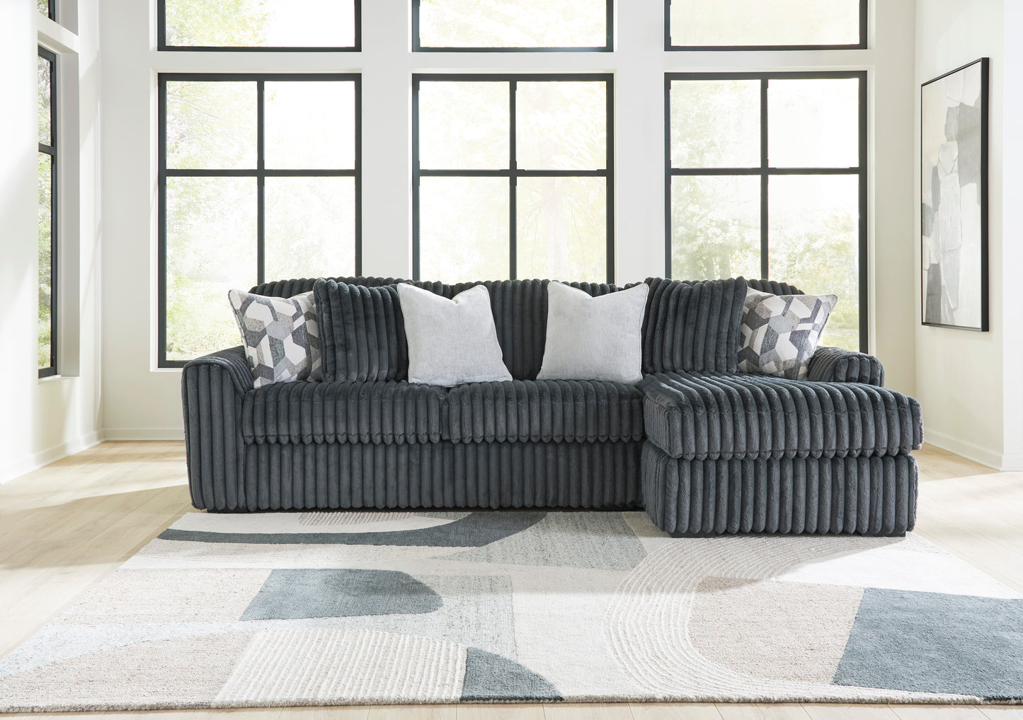 Midnight Madness Gunmetal Sectional Sofa with Chaise