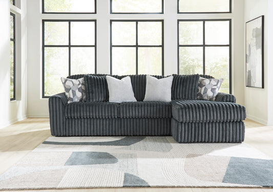 Midnight Madness Gunmetal Sectional Sofa with Chaise