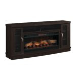 Hutchinson TV Stand for TVs up to 80″, Oak Espresso with Electric Fireplace