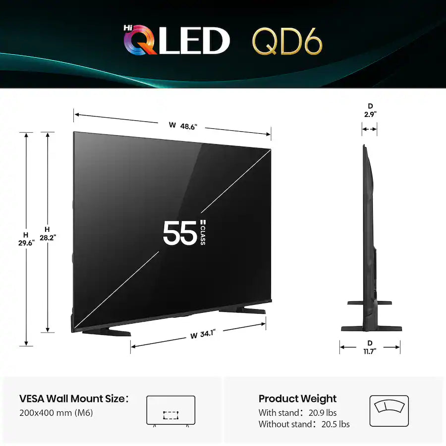 Hisense 55 Inch QD6 Series QLED Fire TV
