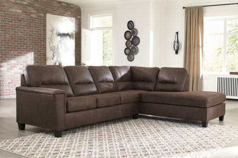 Navi Chestnut 2-Piece Sectional with Chaise