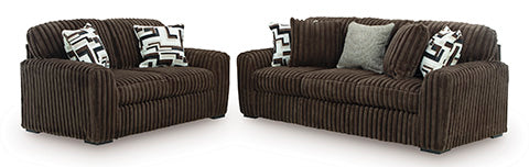 Midnight Madness Chocolate Sofa and Loveseat