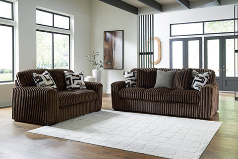 Midnight Madness Chocolate Sofa and Loveseat