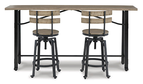 Lesterton Long Counter Table with 2 Barstools