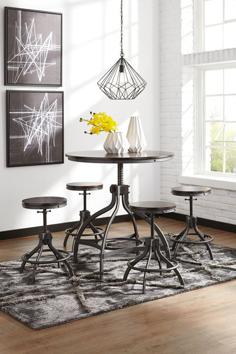 Odium - Counter Height Dining Table and 4 Barstools