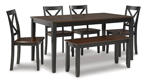 Larsondale - Dining Room Table with 4 Chairs and a Bench